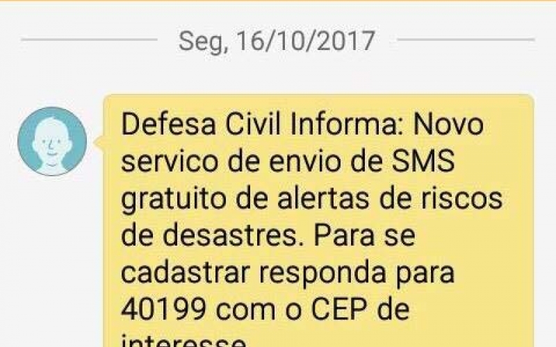 Cadastre seu celular para receber alertas de eventos climáticos severos