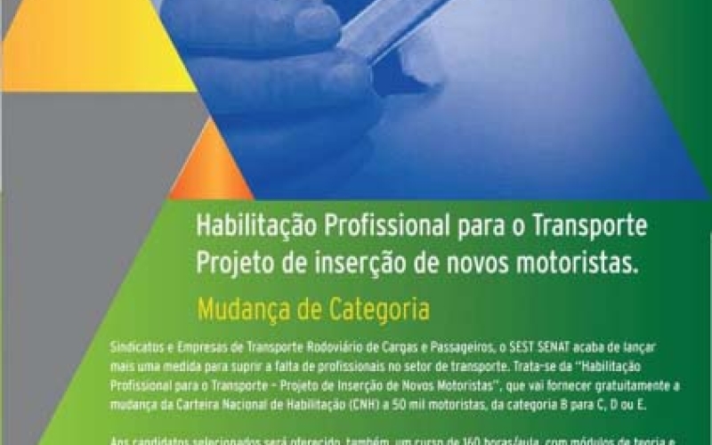 Parceria entre município e Sest Senat oferece alteração gratuita de categoria da habilitação 