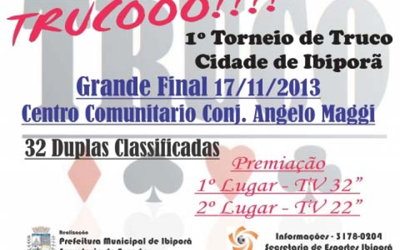 Final do torneio de truco será realizada em festividades ao aniversário da cidade