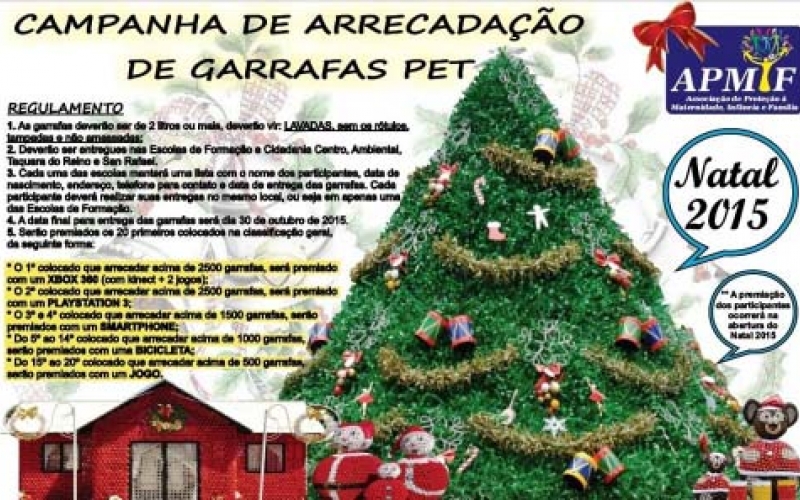 APMIF realiza campanha de arrecadação de garrafas pet para enfeites de Natal