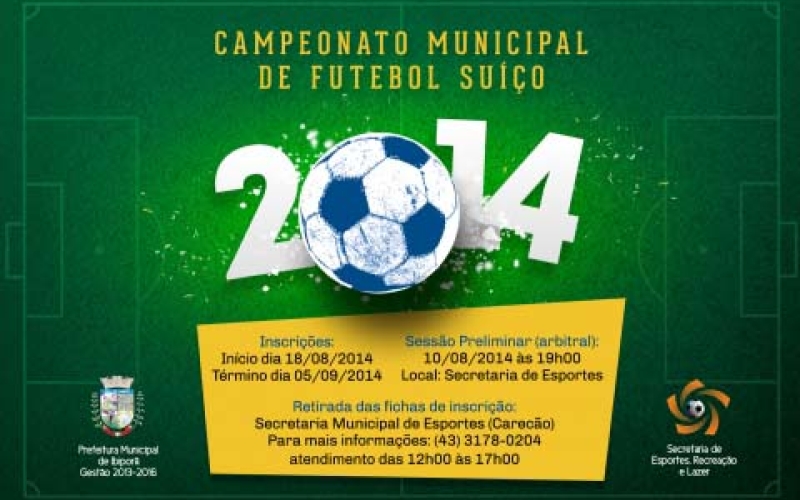 Inscrições para Campeonato de Futebol Suíço seguem até 5 de setembro