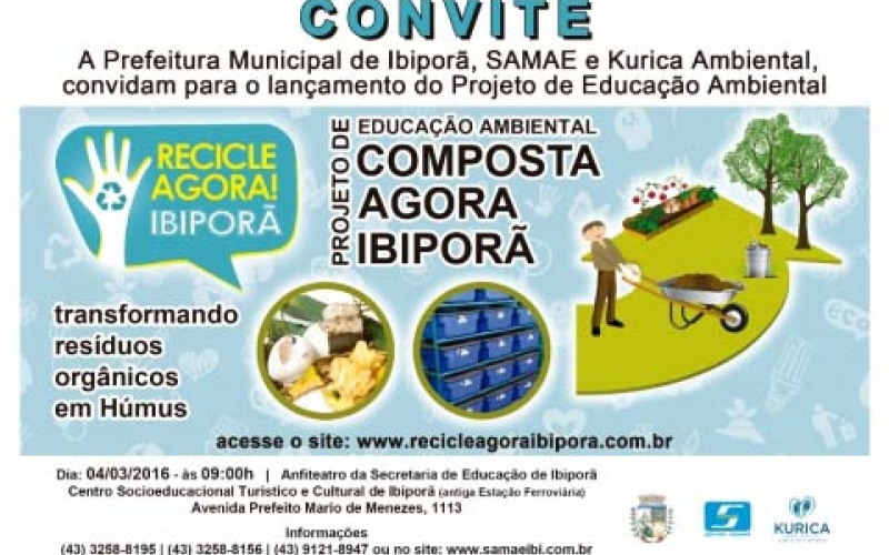 Administração Municipal, Samae e Kurica lançam projeto de educação ambiental