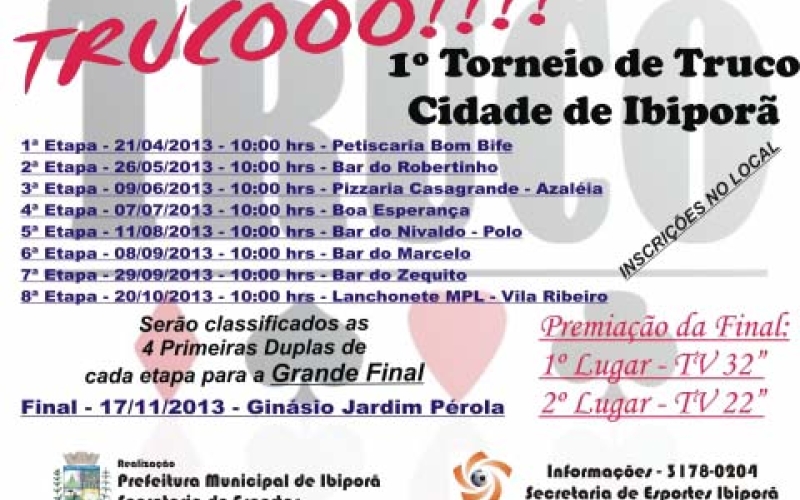 Participe do 1º Torneio de Truco de Ibiporã