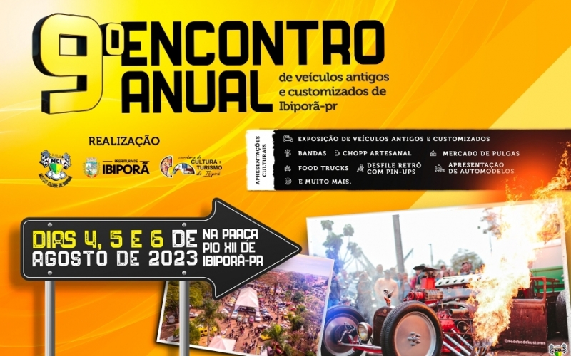 9º Encontro Anual de Veículos Antigos e Customizados de Ibiporã acontece dias 4, 5 e 6 de agosto