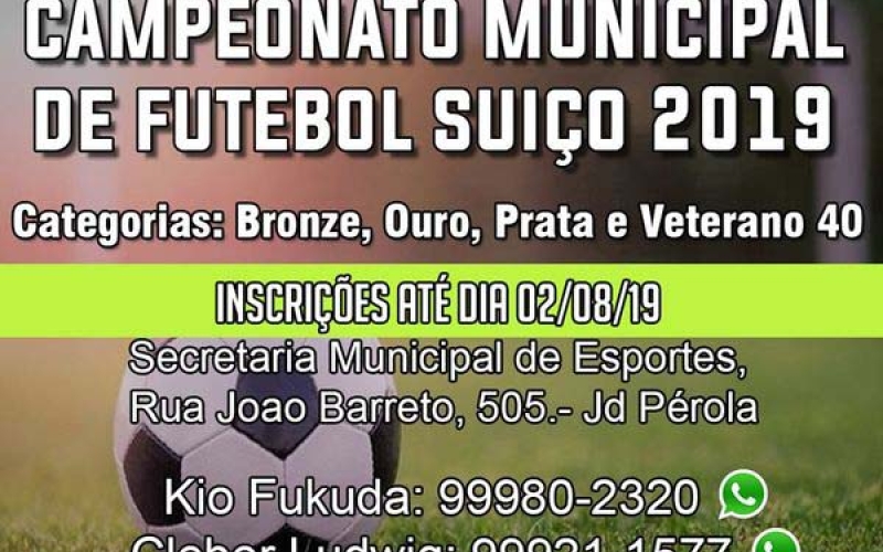 Inscrições para o Campeonato de Suíço encerram-se na sexta (02/08)