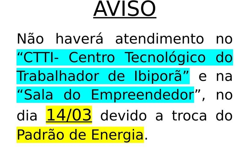 CTTI e Sala do Empreendedor não terão atendimento ao público nesta quinta-feira (14)
