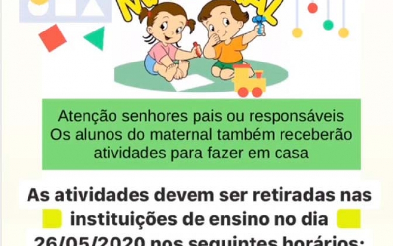 Chegou a vez dos alunos do MATERNAL receber atividades para fazer em casa